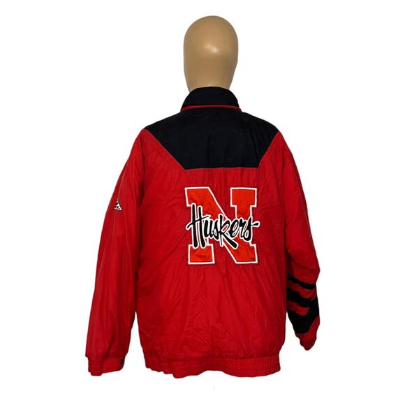 Vintage Apex One 90s Nebraska Huskers University Pullover Red Puffer Coat Mens L - Picture 4 of 6